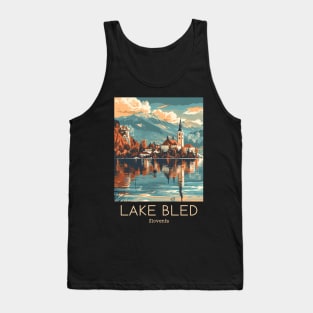 A Vintage Travel Illustration of Lake Bled - Slovenia Tank Top